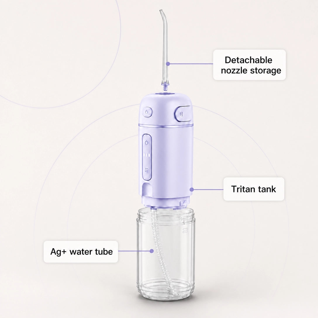 A30 Pro Tritan tank, Ag+ water tube, and detachable nozzle storage