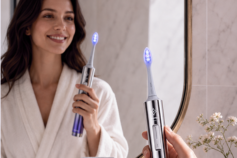 Glossonic brush head for a morning and night routine