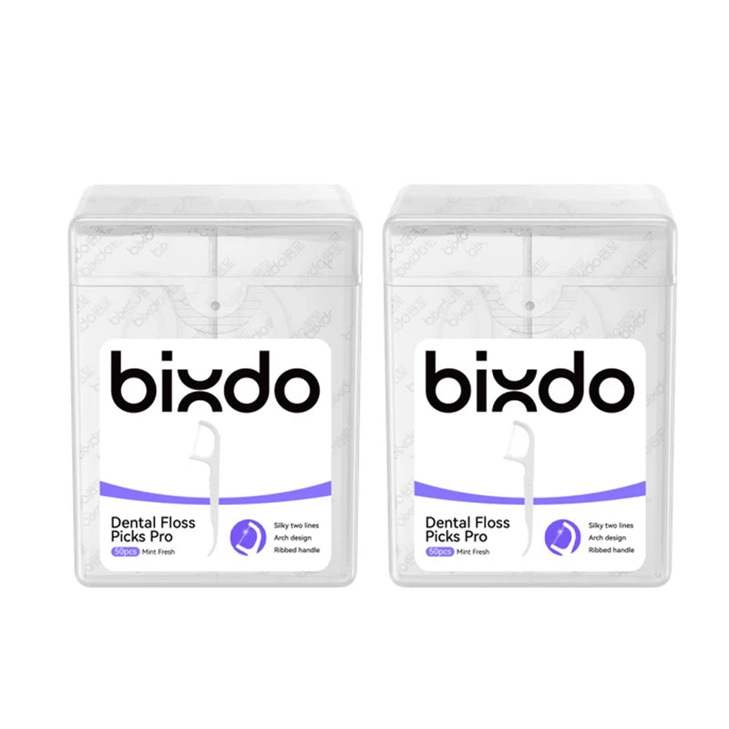 Bixdo Dental Floss Pick Pro - 50 Count Individually Wrapped Mint Floss Picks